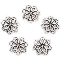 Zinc Alloy Bead Caps, Flower, plated, hollow, silver color, 14*4mm 