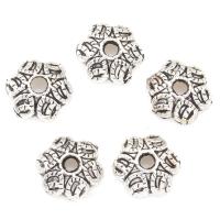 Zinc Alloy Bead Caps, Flower, plated, silver color, 9*3mm 