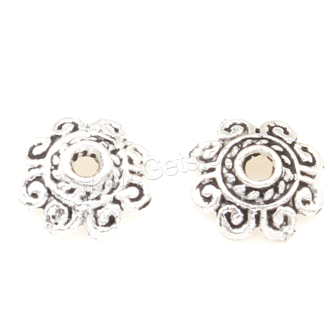 Zinc Alloy Bead Caps, Flower, plated, silver color, 8*2mm, 3000PCs/Bag, Sold By Bag