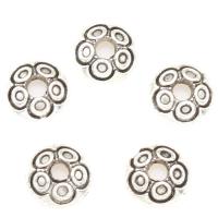 Zinc Alloy Bead Caps, Flower, plated, silver color, 6*1mm 