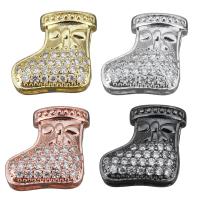 Brass Slide Charm, Shoes, plated, micro pave cubic zirconia Approx 