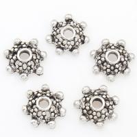 Zinc Alloy Bead Caps, Flower, plated, silver color, nickel, lead & cadmium free, 11*3mm 