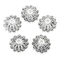 Zinc Alloy Bead Caps, Flower, plated, silver color, nickel, lead & cadmium free, 19*19mm 