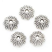 Zinc Alloy Bead Caps, Flower, plated, silver color, nickel, lead & cadmium free, 10*4mm 