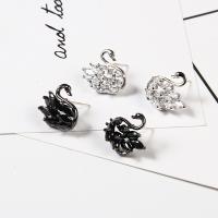 Cubic Zircon Brass Earring, Swan, plated, for woman & with cubic zirconia 15*90mm 