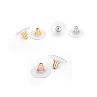 925スターリングシルバー バレルブレットスタイル耳のナット, とともに プラスチック, メッキ, 無色, 3mm, 売り手 ペア