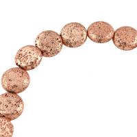 Natural Lava Beads, Flat Round rose gold color, 16*6mm 