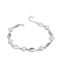 Cubic Zirconia Micro Pave Sterling Silver Bracelet, 925 Sterling Silver, with 1.2lnch extender chain, real silver plated, micro pave cubic zirconia & for woman, 5.5mm Approx 6.1 Inch 