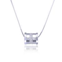 Cubic Zirconia Micro Pave Sterling Silver Pendant, 925 Sterling Silver, Column, plated, micro pave cubic zirconia & for woman 1.5mm Approx 5mm 