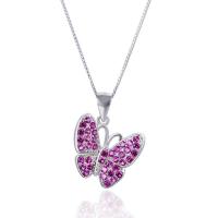 Cubic Zirconia Micro Pave Sterling Silver Pendant, 925 Sterling Silver, Butterfly, real silver plated, micro pave cubic zirconia & for woman 1.5mm Approx 5mm 
