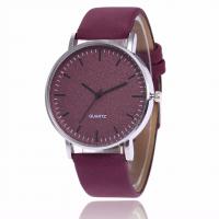 Unisex Wrist Watch, PU Leather, with Glass & Zinc Alloy, Chinese movement, platinum color plated Approx 7.5 Inch 