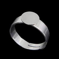 Brass Pad Ring Base, silver color plated, adjustable US Ring 