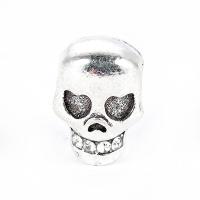 Zinc Alloy Large Hole Beads, Skull, antique silver color plated Approx 5mm 