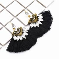 Fashion Tassel Earring, Zinc Alloy, plated, vintage & for woman & with rhinestone 55mm 