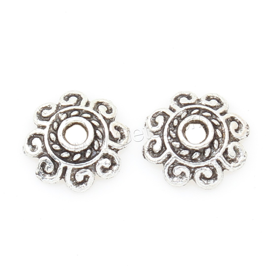 Zinc Alloy Bead Caps, Flower, antique silver color plated, nickel, lead & cadmium free, 8*2mm, 2500PCs/Bag, Sold By Bag
