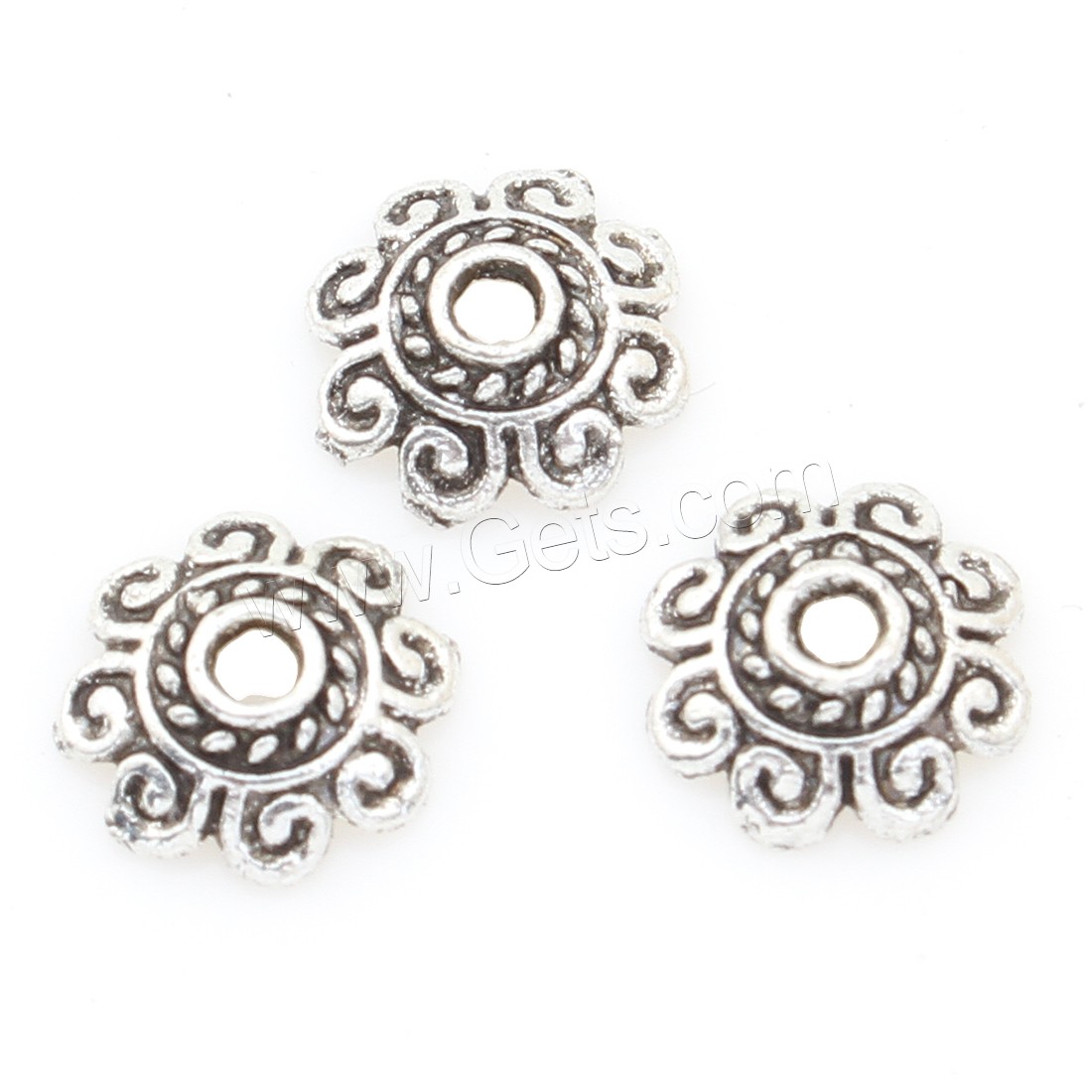 Zinc Alloy Bead Caps, Flower, antique silver color plated, nickel, lead & cadmium free, 8*2mm, 2500PCs/Bag, Sold By Bag