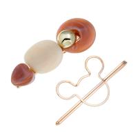 Hair Slide, Zinc Alloy, with Resin, gold color plated, Korean style & for woman 