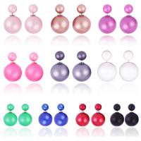 Zinc Alloy Double Faced Stud Earring, with ABS Plastic Pearl, platinum color plated, Korean style & for woman 