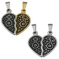 Stainless Steel Couple Pendant, enamel Approx 