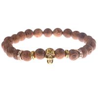 Wood Bracelets, with Zinc Alloy, Skull, for man 8mm .5 Inch 