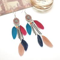 Zinc Alloy Drop Earring, with Feather, plated, for woman 159mm 