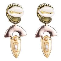 Resin Zinc Alloy Earring, with Shell & Resin, plated, vintage & folk style & for woman, gold 