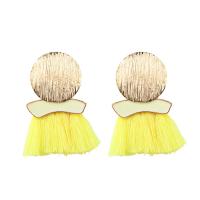 Fashion Tassel Earring, Zinc Alloy, with Cotton Thread, gold color plated, for woman & enamel 