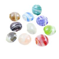 Körnige Lampwork Perlen, Trommel, Holzstreifen, Zufällige Farbe, 16*12mm, Bohrung:ca. 1mm, ca. 100PCs/Tasche, verkauft von Tasche