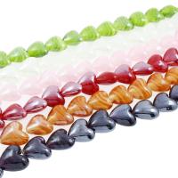 Innerer Twist Lampwork Perlen, Herz, innen Twist, Zufällige Farbe, 9x12x11mm, Bohrung:ca. 1mm, ca. 100PCs/Tasche, verkauft von Tasche