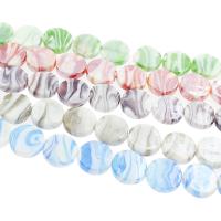 Grainy Lampwork Beads, Flat Round, Random Color, 10*8mm Approx 1mm 