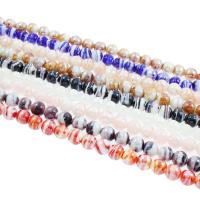 Körnige Lampwork Perlen, rund, Holzstreifen, Zufällige Farbe, 10*10mm, Bohrung:ca. 1mm, ca. 100PCs/Tasche, verkauft von Tasche