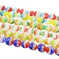 Innerer Twist Lampwork Perlen, flache Runde, innen Twist, Zufällige Farbe, 20*10mm, Bohrung:ca. 1mm, ca. 20PCs/Strang, verkauft von Strang