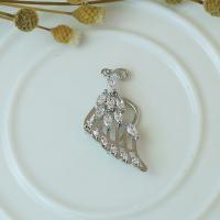 Brass Earring Clip, with Cubic Zirconia, plated, for woman & with rhinestone 
