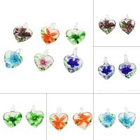 Inner Flower Lampwork Pendants, Heart, mixed colors Approx 3mm, Approx 
