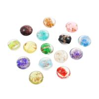 Gold Sand Lampwork Beads, Flat Round, Random Color, 20*10mm Approx 2mm 