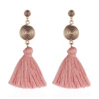 Zinc Alloy Tassel Earring, with Cotton Thread, plated, for woman 