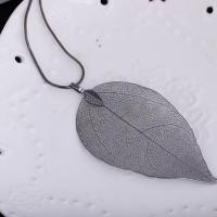 Real Leaf Sweater Necklace, plated, for woman Approx 23.6 Inch 