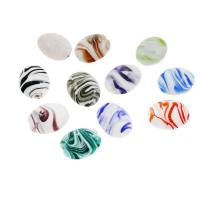 Körnige Lampwork Perlen, oval, Holzstreifen, Zufällige Farbe, 25x31x12mm, Bohrung:ca. 3mm, ca. 100PCs/Tasche, verkauft von Tasche