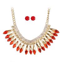 Fashion Zinc Alloy Jewelry Sets, Stud Earring & necklace, with Crystal, gold color plated, twist oval chain & for woman 10mm Approx 17.72 Inch 