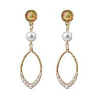 Plastic Pearl Zinc Alloy Earring, with Plastic Pearl, plated, for woman 