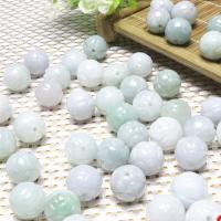 Jadeit Perlen, rund, natürlich, 13.5-14mm, Bohrung:ca. 1.5-2mmmm, verkauft von PC