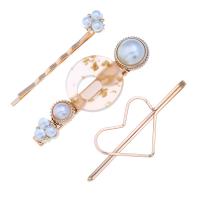 Hair Slide, Zinc Alloy, with Acrylic, gold color plated, three pieces & for woman 56*10mm, 64*25uff0c60*25mm 