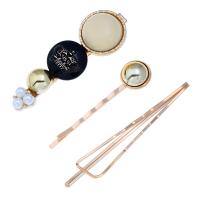 Hair Slide, Zinc Alloy, with Acrylic, gold color plated, three pieces & for woman 62*21mm, 57*14mm,70*12mm 