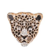 Zinc Alloy Jewelry Brooch, Tiger, plated, Unisex & with rhinestone 39*37mm 
