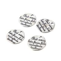 Zinc Alloy Flat Round Pendants, antique silver color plated, with letter pattern Approx 2.5mm 