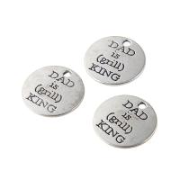 Zinc Alloy Flat Round Pendants, platinum color plated, with letter pattern, 20mm Approx 2.5mm  