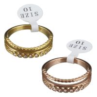Нержавеющая сталь Rhinestone палец кольцо, нержавеющая сталь, разный размер для выбора & Женский & со стразами, Много цветов для выбора, 7mm, продается PC