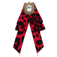 Zinc Alloy Brooch, with Cloth, plated, bowknot design & for woman & leopard pattern 