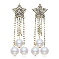 Plastic Pearl Zinc Alloy Earring, with Plastic Pearl, plated & for woman & with rhinestone 