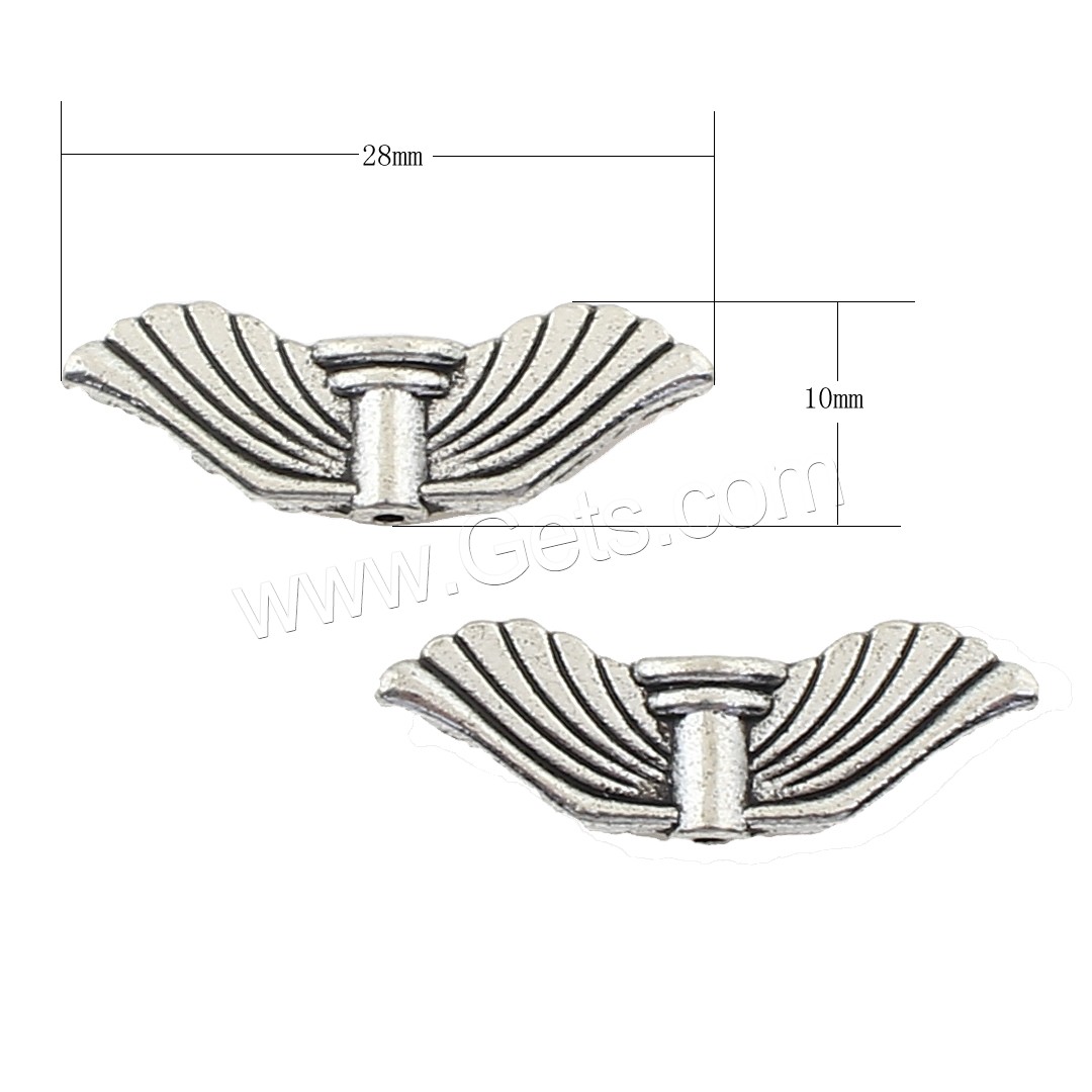 Alliage de zinc Ange Perles Wing, forme d'aile, Placage, plus de couleurs à choisir, 28x10x4mm, 250PC/sac, Vendu par sac
